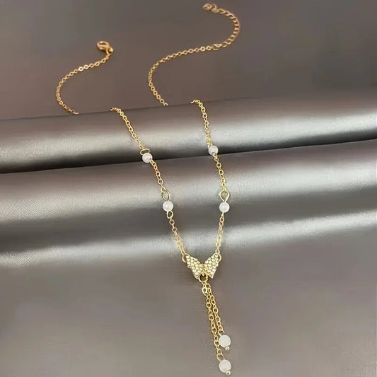 Gold Plated Butterfly Necklace for Women – Pearl Pendant Jewelry Aurellia