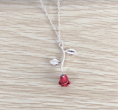 New jewelry creative drop oil red rose pendant necklace Women  Copper Alloy  Pendant Necklaces  chain necklace