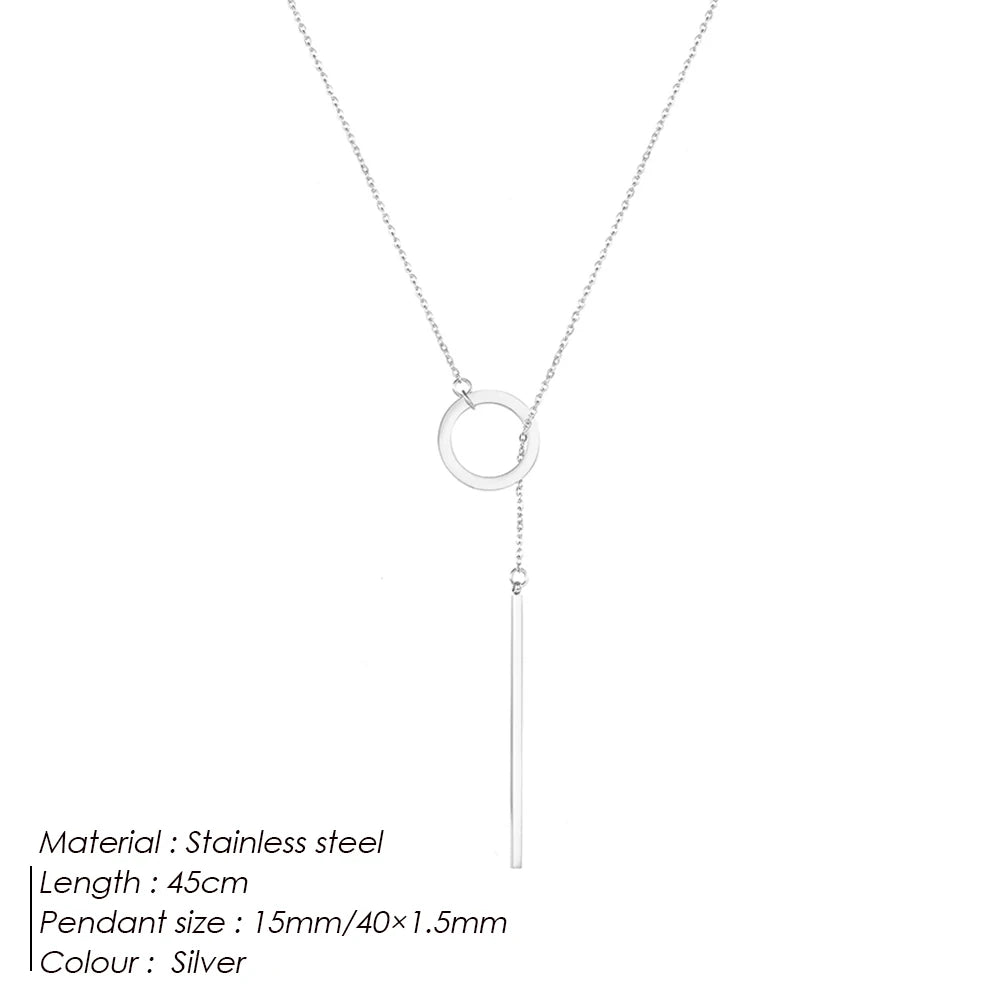 EMANCO Minimalist Round Rod Pendant Necklace Ladies Pearl Clavicle Necklace Leaf Long Chain Fashion Jewelry Statement Gift for H