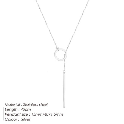 EMANCO Minimalist Round Rod Pendant Necklace Ladies Pearl Clavicle Necklace Leaf Long Chain Fashion Jewelry Statement Gift for H